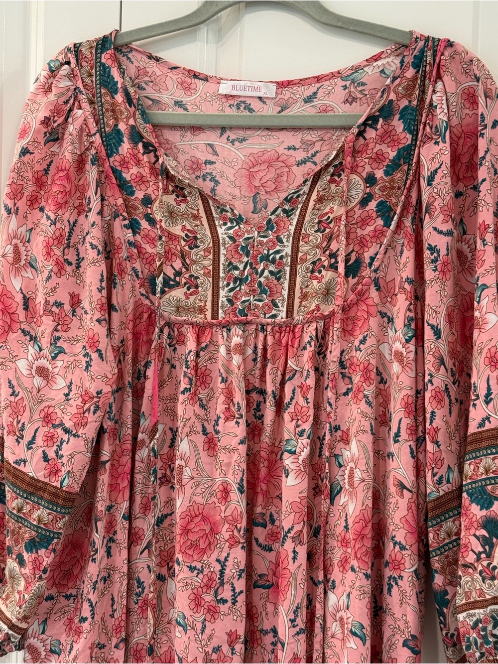 Bluetime Women's Casual Boho Floral Babydoll Dress - Picture 3 of 8
